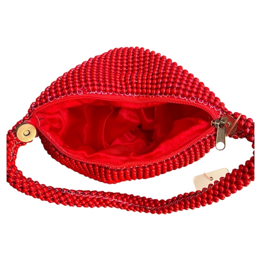 NWT Red Beaded Pouch Wrist Bag - Picture 7 of 9